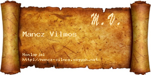 Mancz Vilmos névjegykártya